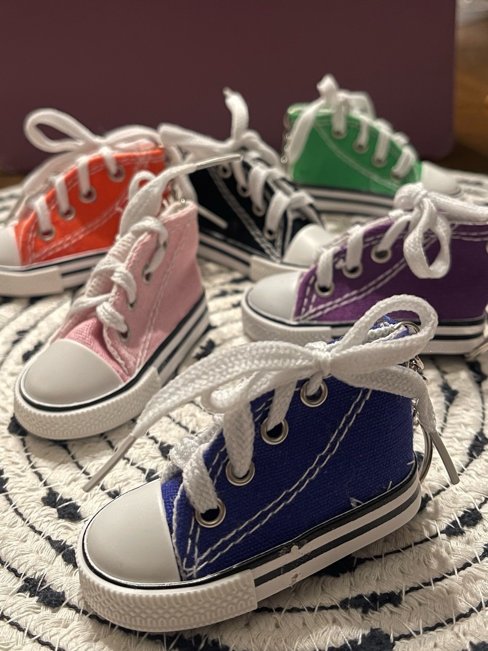 Mini Canvas High-Top Sneakers Keychain Multi colors